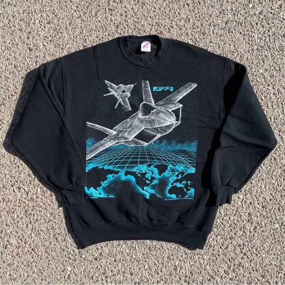 Jerzees Other - F22 Blackbird Jet Vtg 1991 Jerzees Crewneck Sweatshirt Men’s Size (XL Fits M)